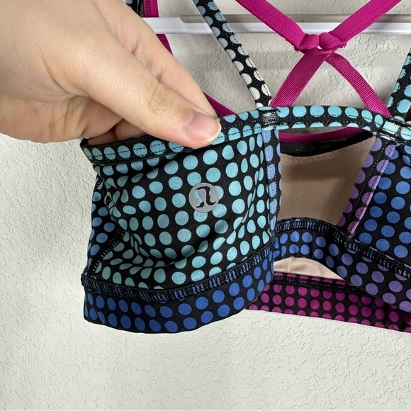 Lululemon Blue Pink Cosmic Dot Sweaty Endeavor Sports Bra Size 6 - Picture 4 of 5
